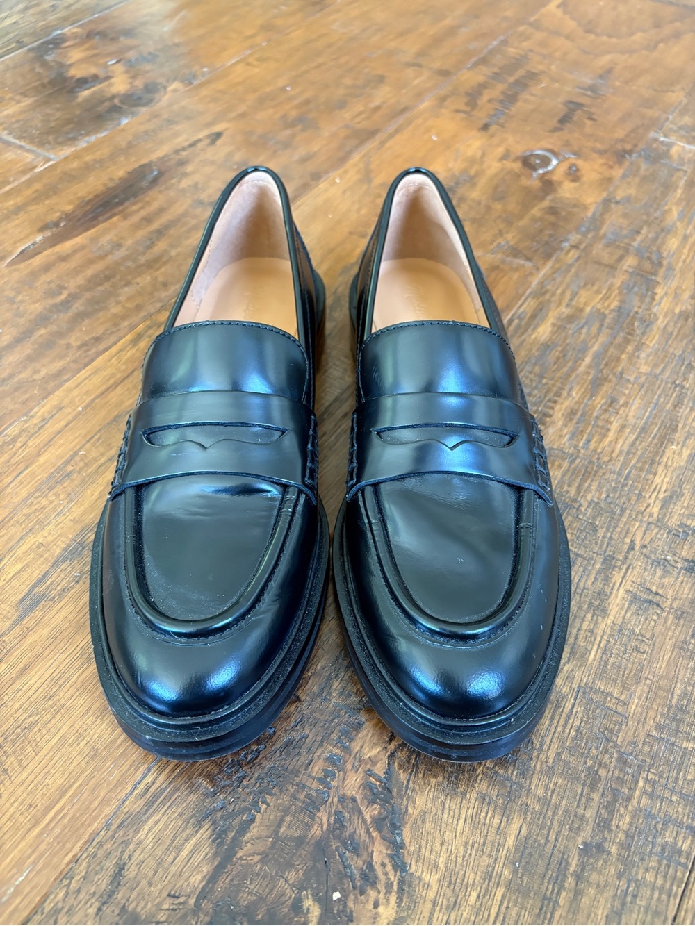 Madewell Black Leather Penny Loafers